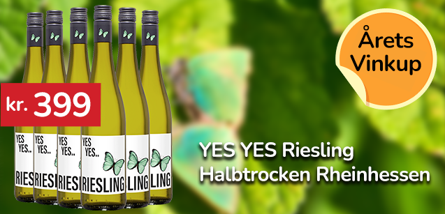 YES YES Riesling Halbtrocken Rheinhessen 2023 - Kassekøb 6 flasker YES YES Riesling Halbtrocken Rheinhessen 2023 - Kassekøb 6 flasker